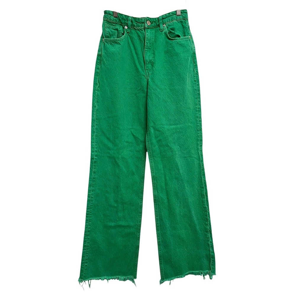 Zara High-Rise Wide Leg Jeans in Green